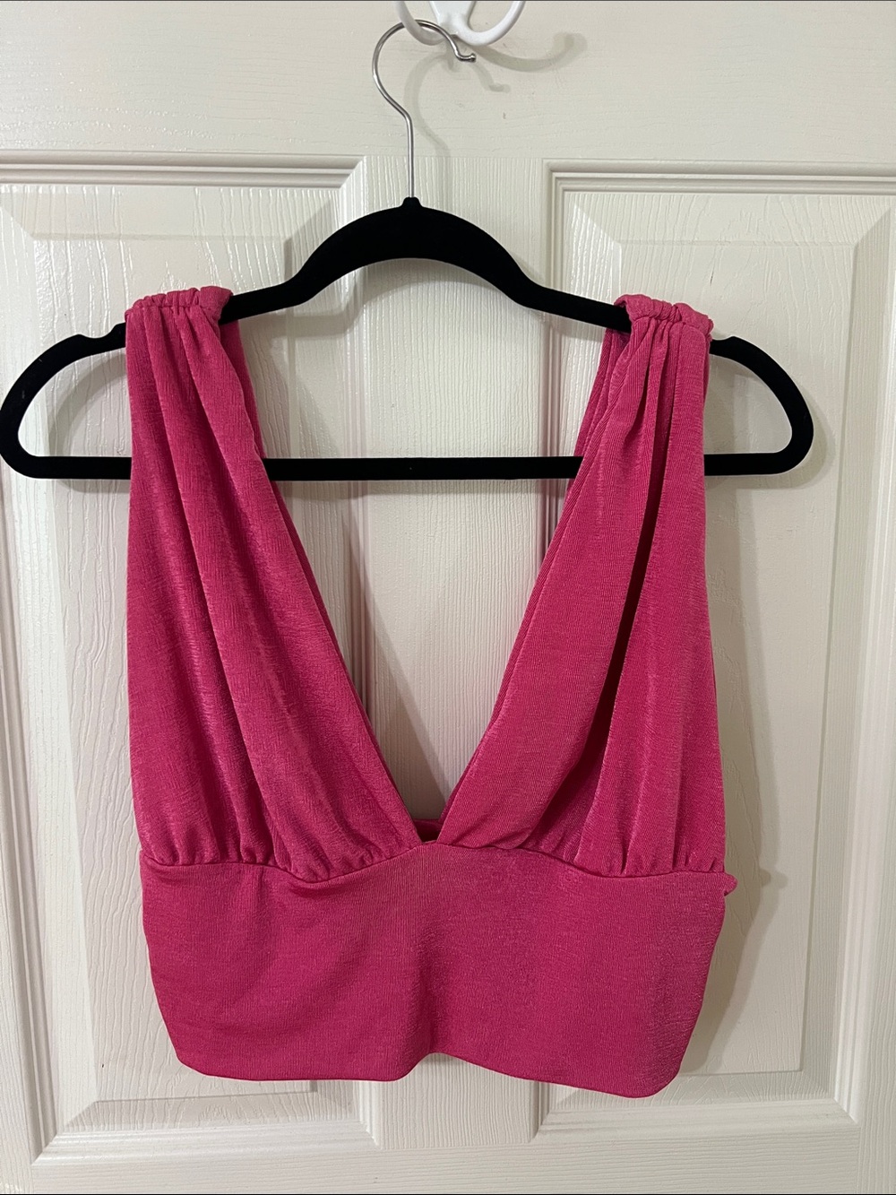 Amazon Pink Deep V Crop Top